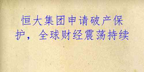  恒大集团申请破产保护，全球财经震荡持续