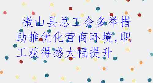  微山县总工会多举措助推优化营商环境,职工获得感大幅提升 