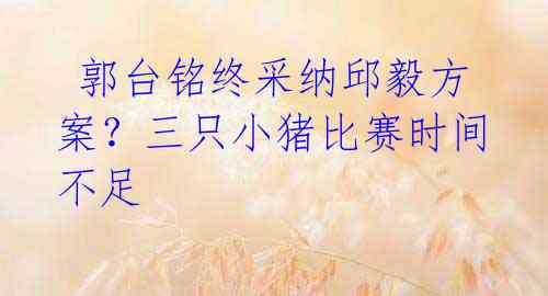  郭台铭终采纳邱毅方案？三只小猪比赛时间不足