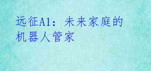 远征A1：未来家庭的机器人管家