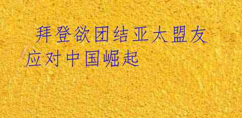  拜登欲团结亚太盟友 应对中国崛起