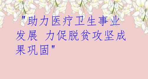  "助力医疗卫生事业发展 力促脱贫攻坚成果巩固"