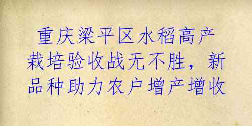  重庆梁平区水稻高产栽培验收战无不胜，新品种助力农户增产增收