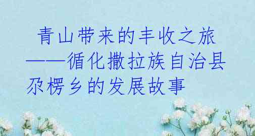  青山带来的丰收之旅——循化撒拉族自治县尕楞乡的发展故事