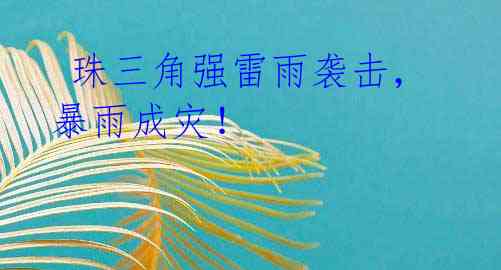  珠三角强雷雨袭击，暴雨成灾！