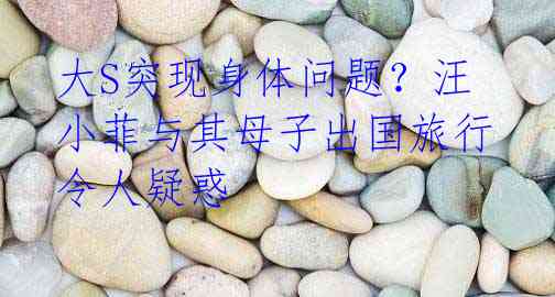 大S突现身体问题?汪小菲与其母子出国旅行令人疑惑