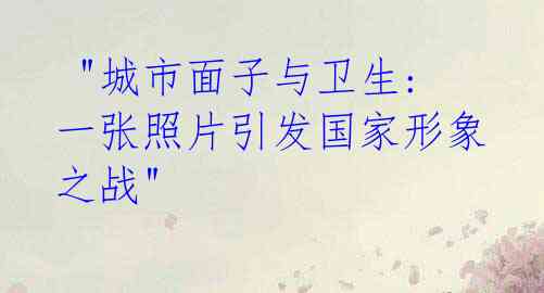 "城市面子与卫生:一张照片引发国家形象之战"