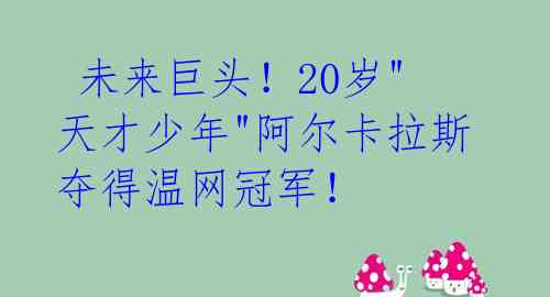  未来巨头！20岁"天才少年"阿尔卡拉斯夺得温网冠军！ 