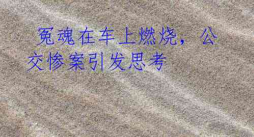 冤魂在车上燃烧,公交惨案引发思考
