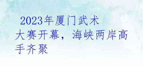  2023年厦门武术大赛开幕，海峡两岸高手齐聚 