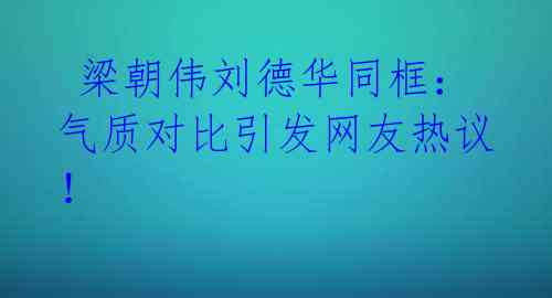  梁朝伟刘德华同框：气质对比引发网友热议！ 