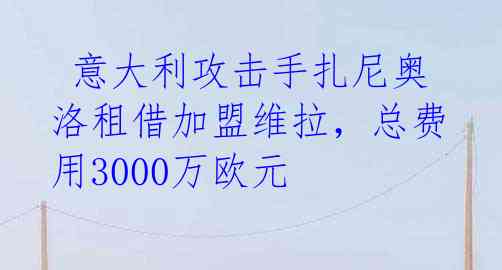 意大利攻击手扎尼奥洛租借加盟维拉,总费用3000万欧元