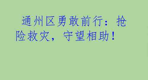 通州区勇敢前行:抢险救灾,守望相助!