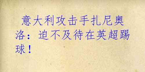 意大利攻击手扎尼奥洛:迫不及待在英超踢球!