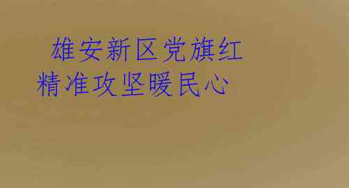 雄安新区党旗红 精准攻坚暖民心