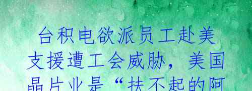 台积电欲派员工赴美支援遭工会威胁,美国晶片业是“扶不起的阿斗”?