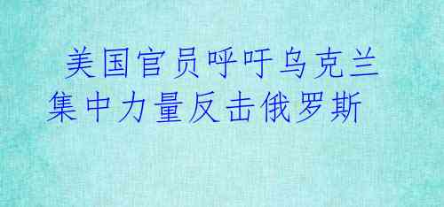 美国官员呼吁乌克兰集中力量反击俄罗斯