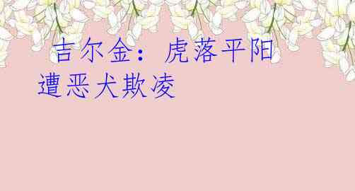 吉尔金:虎落平阳 遭恶犬欺凌