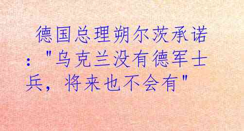 德国总理朔尔茨承诺:"乌克兰没有德军士兵,将来也不会有"