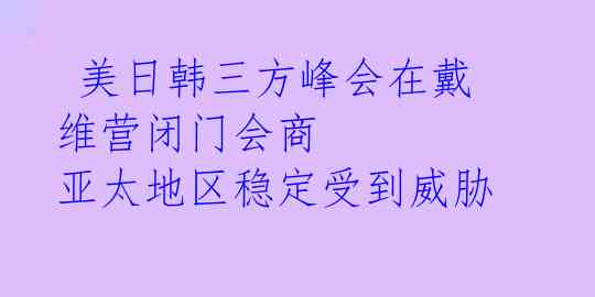  美日韩三方峰会在戴维营闭门会商 亚太地区稳定受到威胁 