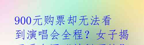 900元购票却无法看到演唱会全程?女子揭开看台区“神秘面纱”