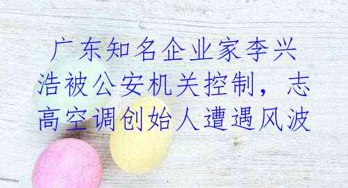 广东知名企业家李兴浩被公安机关控制,志高空调创始人遭遇风波