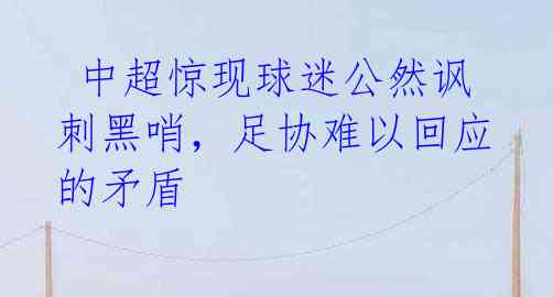 中超惊现球迷公然讽刺黑哨,足协难以回应的矛盾