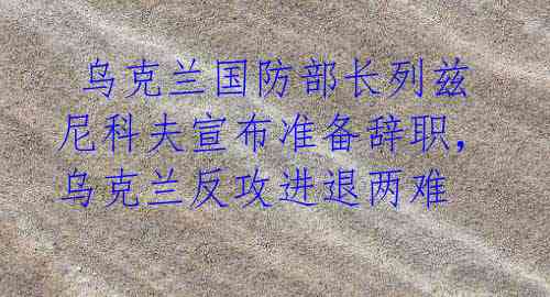 乌克兰国防部长列兹尼科夫宣布准备辞职,乌克兰反攻进退两难