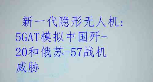  新一代隐形无人机: 5GAT模拟中国歼-20和俄苏-57战机威胁 