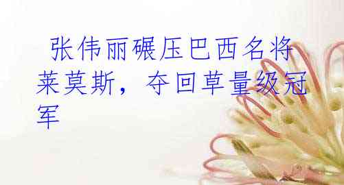 张伟丽碾压巴西名将莱莫斯,夺回草量级冠军