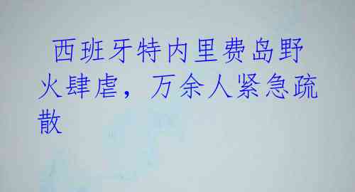  西班牙特内里费岛野火肆虐，万余人紧急疏散 