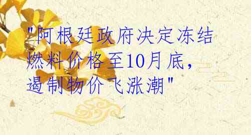 "阿根廷政府决定冻结燃料价格至10月底,遏制物价飞涨潮"