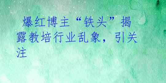  爆红博主“铁头”揭露教培行业乱象，引关注 