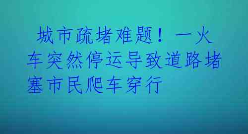 城市疏堵难题!一火车突然停运导致道路堵塞市民爬车穿行