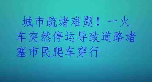  城市疏堵难题！一火车突然停运导致道路堵塞市民爬车穿行 