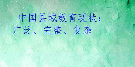  中国县域教育现状：广泛、完整、复杂 