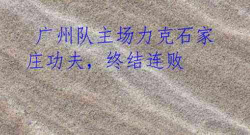 广州队主场力克石家庄功夫,终结连败
