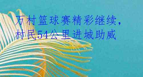 万村篮球赛精彩继续，村民54公里进城助威 