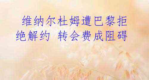 维纳尔杜姆遭巴黎拒绝解约 转会费成阻碍