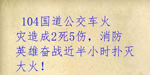  104国道公交车火灾造成2死5伤，消防英雄奋战近半小时扑灭大火！ 