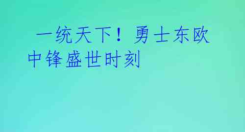 一统天下!勇士东欧中锋盛世时刻
