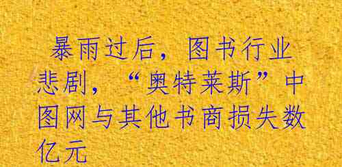 暴雨过后,图书行业悲剧,“奥特莱斯”中图网与其他书商损失数亿元