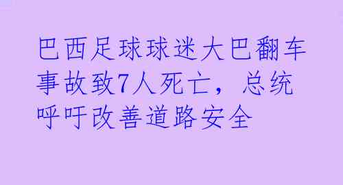 巴西足球球迷大巴翻车事故致7人死亡，总统呼吁改善道路安全 