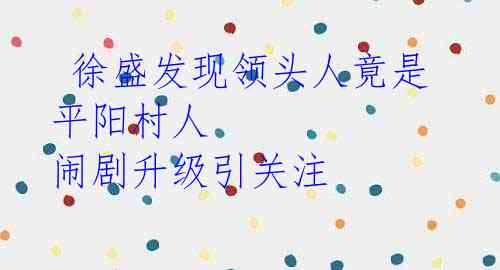 徐盛发现领头人竟是平阳村人 闹剧升级引关注