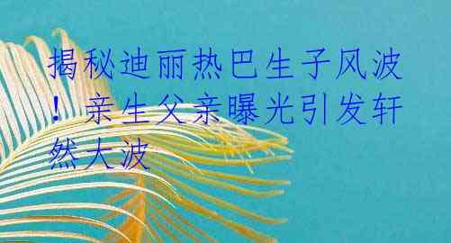 揭秘迪丽热巴生子风波!亲生父亲曝光引发轩然大波
