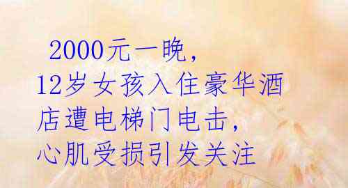  2000元一晚, 12岁女孩入住豪华酒店遭电梯门电击, 心肌受损引发关注 