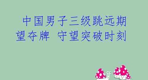 中国男子三级跳远期望夺牌 守望突破时刻