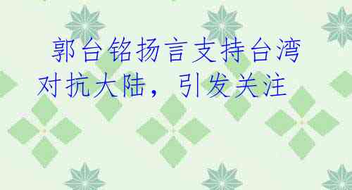 郭台铭扬言支持台湾对抗大陆,引发关注