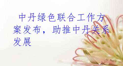 中丹绿色联合工作方案发布,助推中丹关系发展