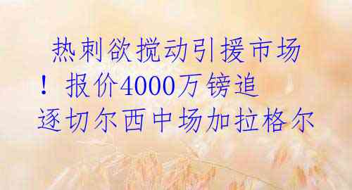 热刺欲搅动引援市场!报价4000万镑追逐切尔西中场加拉格尔